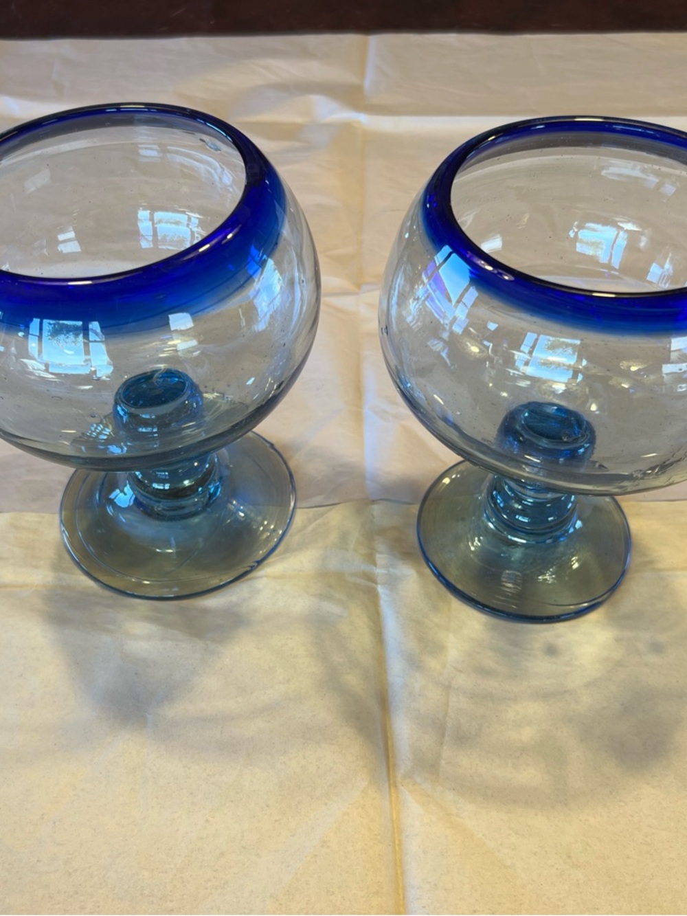 Blue Rim Mexican margarita glasses- set of 2